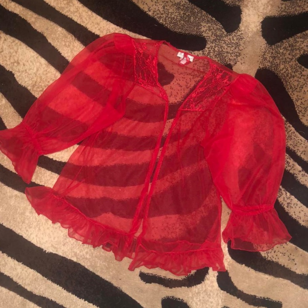 vintage red lace baby doll lingerie